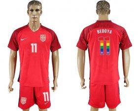 Wholesale Cheap USA #11 Bedoya Red Rainbow Soccer Country Jersey