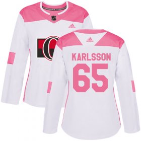 Wholesale Cheap Adidas Senators #65 Erik Karlsson White/Pink Authentic Fashion Women\'s Stitched NHL Jersey