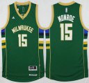 Wholesale Cheap Men's Milwaukee Bucks #15 Greg Monroe Revolution 30 Swingman 2015-16 Green Jersey