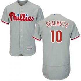 Wholesale Cheap Phillies #10 J. T. Realmuto Grey Flexbase Authentic Collection Stitched MLB Jersey