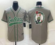 Cheap Men's Boston Celtics Gray Team Big Logo With Patch Stitched Baseball Jersey