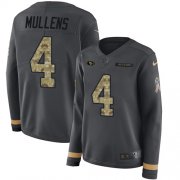 Wholesale Cheap Nike 49ers #4 Nick Mullens Anthracite Salute to Service Women's Stitched NFL Limited Therma Long Sleeve Jersey