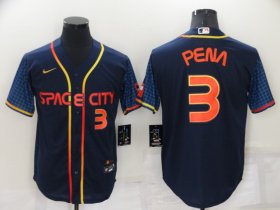 Wholesale Cheap Men\'s Houston Astros #3 Jeremy Pena Number 2022 Navy Blue City Connect Cool Base Stitched Jersey