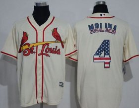 Wholesale Cheap Cardinals #4 Yadier Molina Cream USA Flag Fashion Stitched MLB Jersey