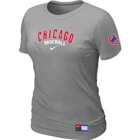 Wholesale Cheap Women\'s Chicago Cubs Nike Short Sleeve Practice MLB T-Shirt Light Grey