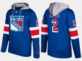Wholesale Cheap Rangers #2 Brian Leetch Blue Name And Number Hoodie