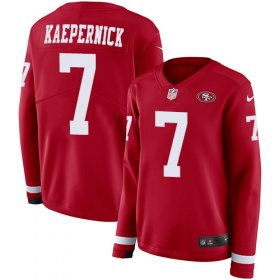 Wholesale Cheap Nike 49ers #7 Colin Kaepernick Red Team Color Women\'s Stitched NFL Limited Therma Long Sleeve Jersey