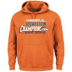 Wholesale Cheap Men\'s Denver Broncos Majestic Orange 2015 AFC West Division Champions Pullover Hoodie