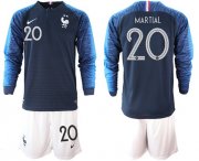 Wholesale Cheap France #20 Martial Home Long Sleeves Soccer Country Jersey