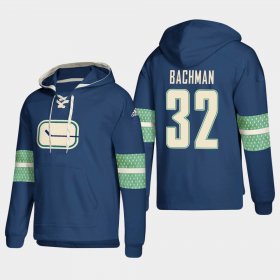 Wholesale Cheap Vancouver Canucks #32 Richard Bachman Blue adidas Lace-Up Pullover Hoodie