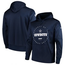 Wholesale Cheap Men\'s Dallas Cowboys Nike Navy Sideline Property Of Wordmark Logo Performance Pullover Hoodie