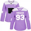 Wholesale Cheap Adidas Flyers #93 Jakub Voracek Purple Authentic Fights Cancer Women's Stitched NHL Jersey