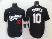 Wholesale Cheap Men's Los Angeles Dodgers #10 Justin Turner Black Stitched MLB Cool Base Nike Jersey