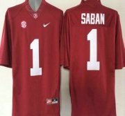 Wholesale Cheap Alabama Crimson Tide #1 Nick Saban Red 2015 College Football Nike Limited Jersey