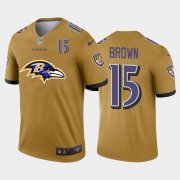 Wholesale Cheap Baltimore Ravens #15 Marquise Brown Gold Men's Nike Big Team Logo Player Vapor Limited NFL Jersey