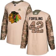 Wholesale Cheap Adidas Blackhawks #42 Gustav Forsling Camo Authentic 2017 Veterans Day Stitched NHL Jersey