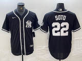 Cheap Men's New York Yankees #22 Juan Soto Black White Cool Base Stitched Jersey
