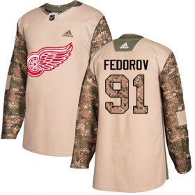 Wholesale Cheap Adidas Red Wings #91 Sergei Fedorov Camo Authentic 2017 Veterans Day Stitched NHL Jersey