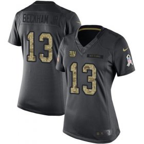 Wholesale Cheap Nike Giants #13 Odell Beckham Jr Black Women\'s Stitched NFL Limited 2016 Salute to Service Jersey