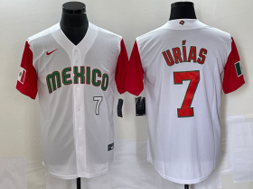 Wholesale Cheap Men\'s Mexico Baseball #7 Julio Urias Number 2023 White Red World Classic Stitched Jersey20
