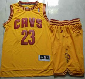 Wholesale Cheap Cleveland Cavaliers #23 LeBron James Yellow Revolution 30 Swingman Jersey Short Suits