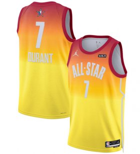 Cheap Men\'s 2023 All-Star #7 Kevin Durant Orange Game Swingman Stitched Basketball Jersey