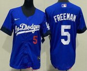 Wholesale Cheap Youth Los Angeles Dodgers #5 Freddie Freeman Blue City Red Number Cool Base Jersey