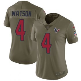 Wholesale Cheap Nike Texans #4 Deshaun Watson Olive Women\'s Stitched NFL Limited 2017 Salute to Service Jersey