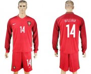 Wholesale Cheap Portugal #14 William Home Long Sleeves Soccer Country Jersey