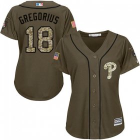 Wholesale Cheap Phillies #18 Didi Gregorius Green Salute to Service Women\'s Stitched MLB Jersey