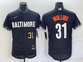Wholesale Cheap Men\'s Baltimore Orioles #31 Cedric Mullins Number Black 2023 City Connect Flex Base Stitched Jersey 2