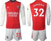 Wholesale Cheap Men 2021-2022 Club Arsenal home red Long Sleeve 32 Soccer Jersey