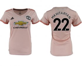 Wholesale Cheap Women\'s Manchester United #22 Mkhitaryan Away Soccer Club Jersey