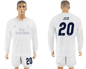Wholesale Cheap Real Madrid #20 Jese Marine Environmental Protection Home Long Sleeves Soccer Club Jersey