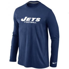 Wholesale Cheap Nike New York Jets Authentic Font Long Sleeve T-Shirt Dark Blue