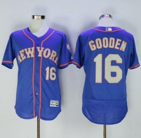 Wholesale Cheap Mets #16 Dwight Gooden Blue(Grey NO.) Flexbase Authentic Collection Stitched MLB Jersey
