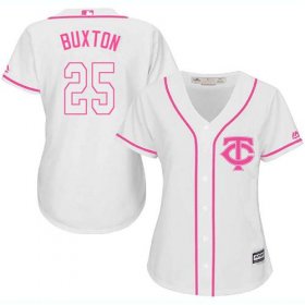 Wholesale Cheap Twins #25 Byron Buxton White/Pink Fashion Women\'s Stitched MLB Jersey