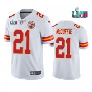 Wholesale Cheap Men's Kansas City Chiefs #21 Trent McDuffie White Super Bowl LVII Patch Vapor Untouchable Limited Stitched Jersey
