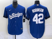 Wholesale Cheap Men's Los Angeles Dodgers #42 Jackie Robinson Blue 2021 City Connect Cool Base Stitched Jersey