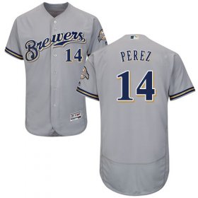 Wholesale Cheap Brewers #14 Hernan Perez Grey Flexbase Authentic Collection Stitched MLB Jersey