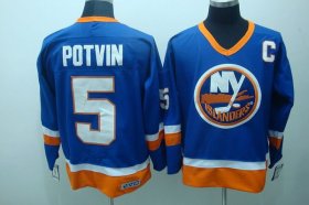 Wholesale Cheap Islanders #5 Denis Potvin Stitched Baby Blue CCM Throwback NHL Jersey