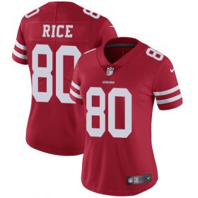 Wholesale Cheap Nike 49ers #80 Jerry Rice Red Team Color Women\'s Stitched NFL Vapor Untouchable Limited Jersey