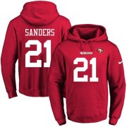 Wholesale Cheap Nike 49ers #21 Deion Sanders Red Name & Number Pullover NFL Hoodie