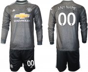 Wholesale Cheap Men 2020-2021 club Manchester united away long sleeve customized black Soccer Jerseys