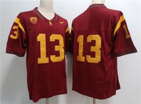 Cheap Men\'s USC Trojans #13 Caleb Williams Red Stitched Jersey