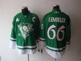 Wholesale Cheap Penguins #66 Mario Lemieux Stitched Green St Patty's Day NHL Jersey