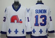 Wholesale Cheap Nordiques #13 Mats Sundin White CCM Throwback Stitched NHL Jersey