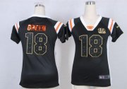 Wholesale Cheap Nike Bengals #18 A.J. Green Black Team Color Women's Stitched NFL Elite Draft Him Shimmer Jersey