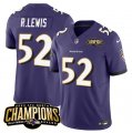 Cheap Men's Baltimore Ravens #52 Ray Lewis Purple 2023 F.U.S.E. AFC North Champions Vapor Limited Football Stitched Jersey