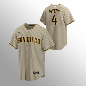 Wholesale Cheap Men\'s San Diego Padres #4 Wil Myers Sand Brown Nike 2020 Replica Alternate Jersey